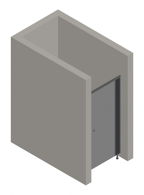 Tek Cubicle WC Kabin (İki Tarafı Duvar)
